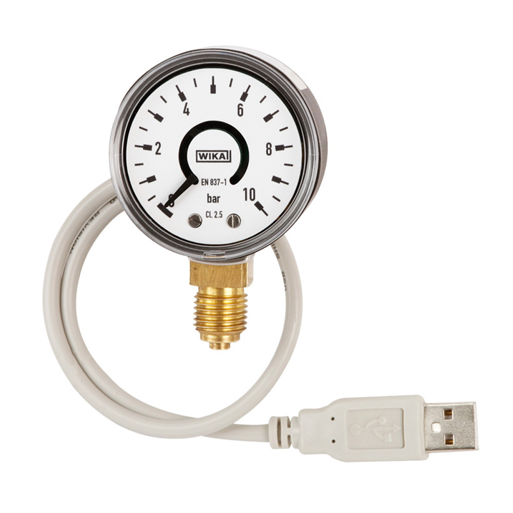 Bourdon tube pressure gauge with USB interface