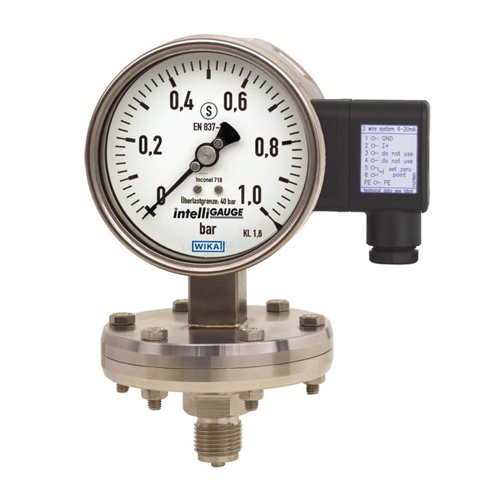 Diaphragm pressure gauge with electrical output signal